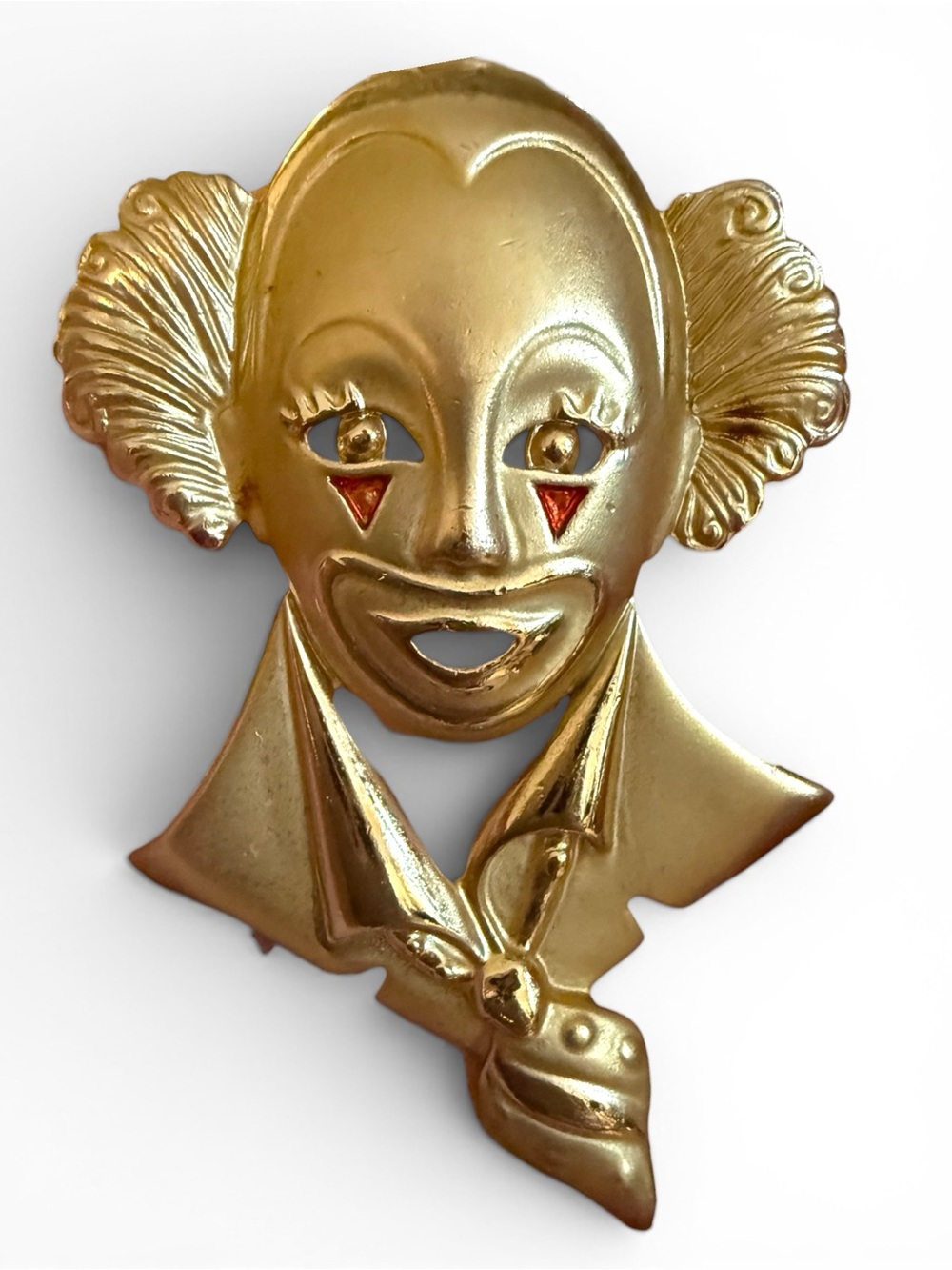 Vintage Gold Clown Face Brooch Statement Women Jewelry Art Unique Pin